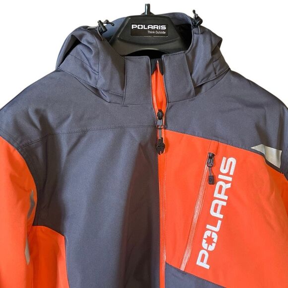 Polaris Men's TECH54 Switchback Snowmobile Jacket in orange and gray XL #757 - Picture 2 of 16